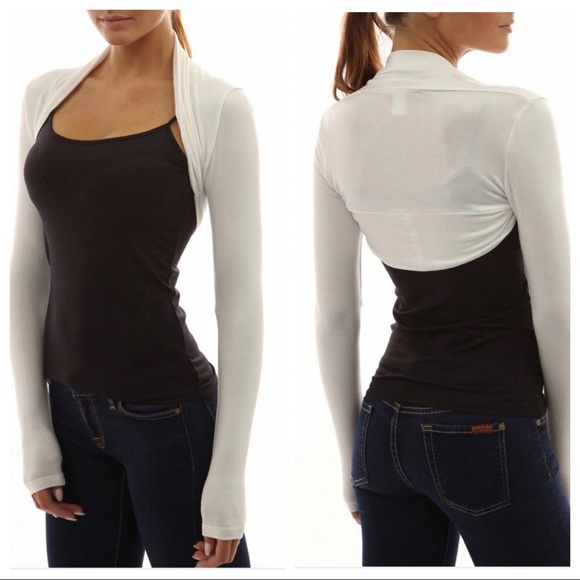 OFF WHITE MUST HAVE LONG SLEEVES SHRUG - Picture 3 of 4